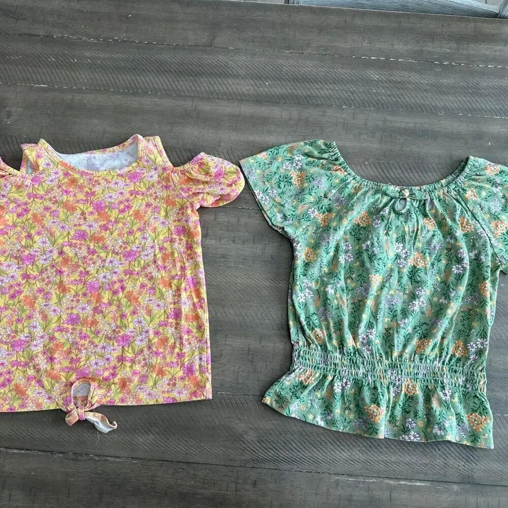 Children's Place Girls Size Medium 7/8 Blouse Lot of 2 Floral Tie front